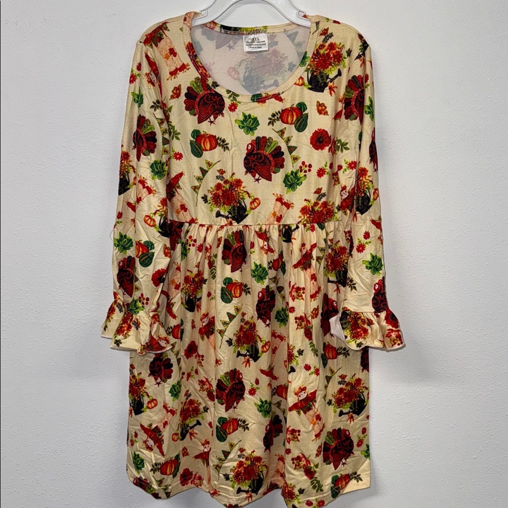 Little Girls Toddler Kids Thanksgiving Chrisfmas pumpkin dress floral outfit new